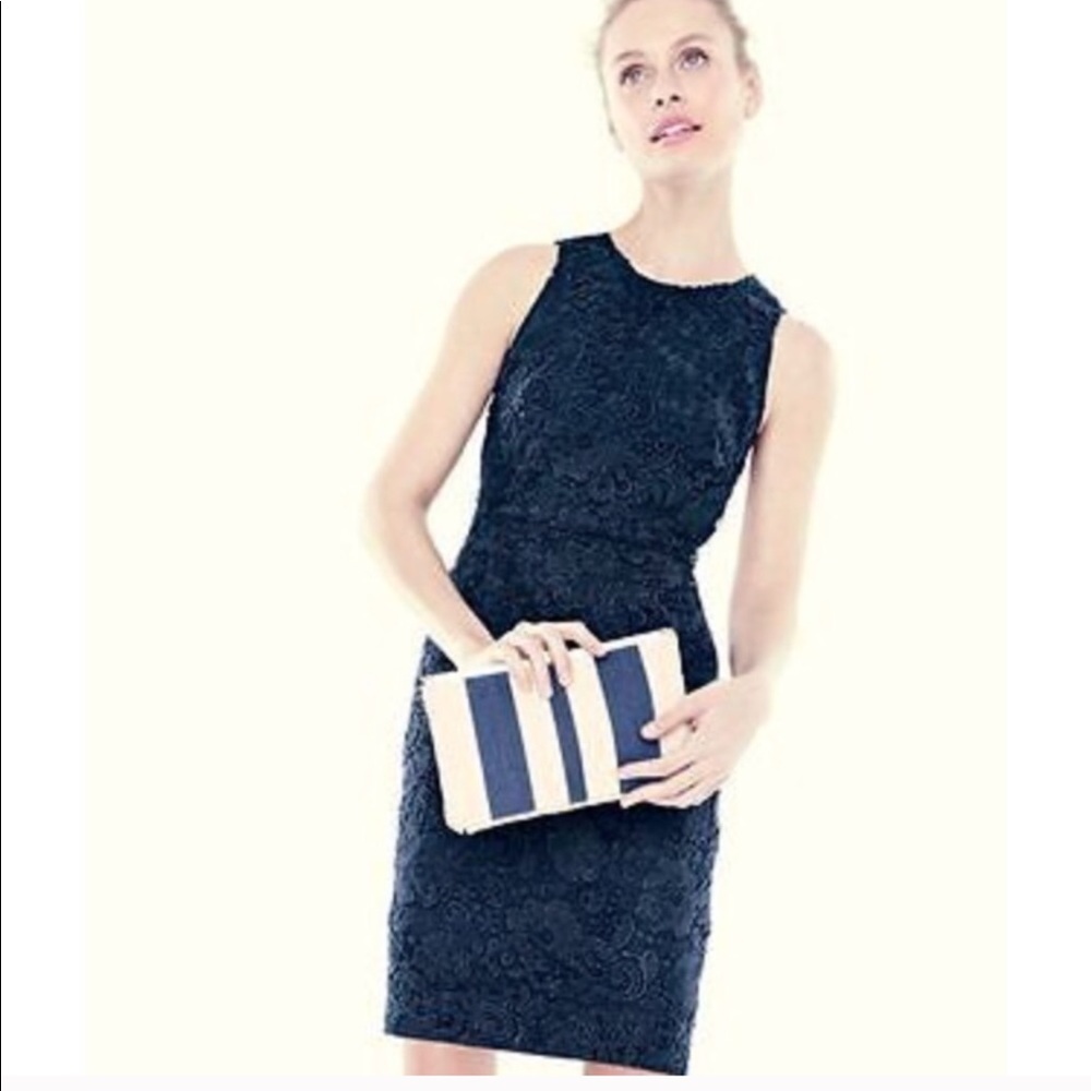 NEW J Crew Navy Floral Lace Sheath Dress